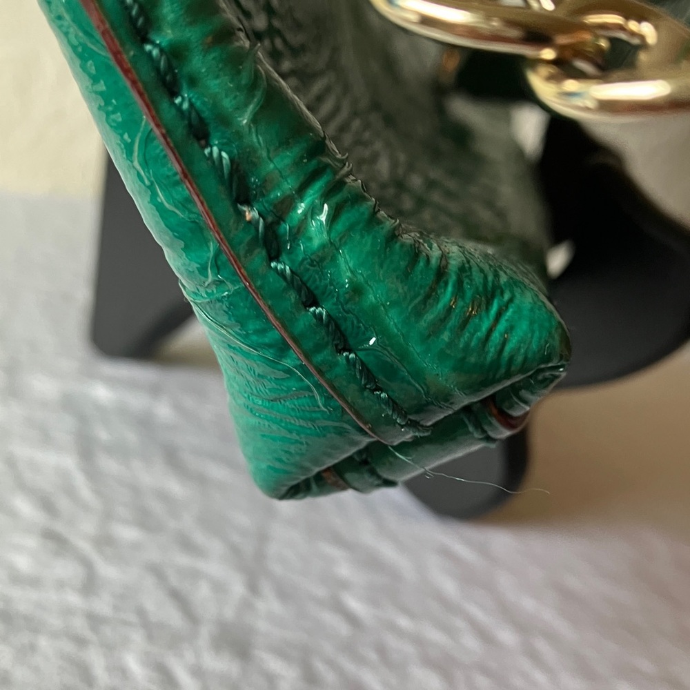 Kate Spade:Byrd Knightbridhed Croc Embossed Emerald Green Shoulder Bag-Gold Tone - Picture 9 of 15